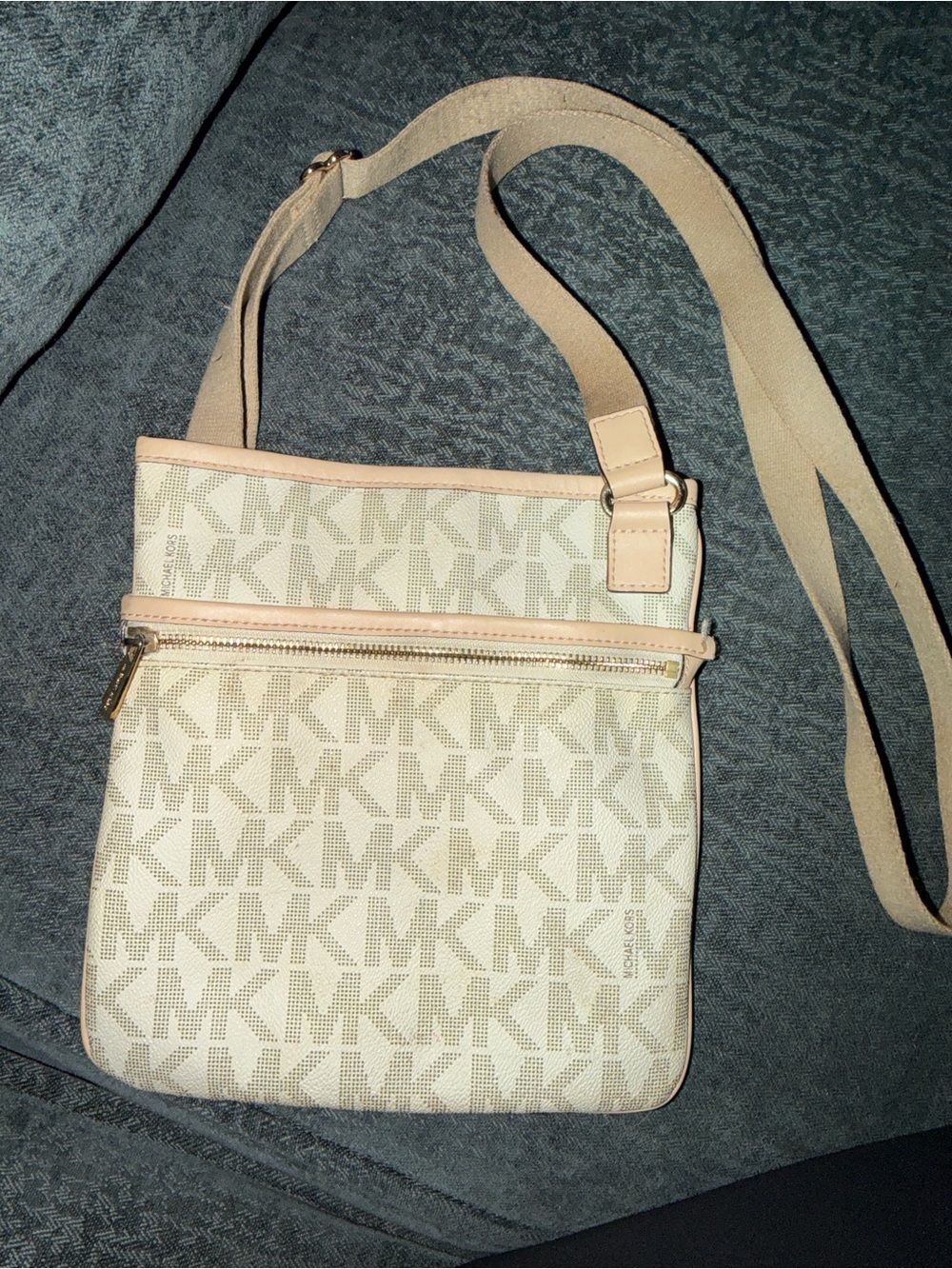 Michael Kors Beige Logo Crossbody Pouch with Adjustable Strap